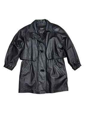 WILSONS LEATHER Luxury Designer Retro Lined Genuine LEATHER Coat Jacket Large